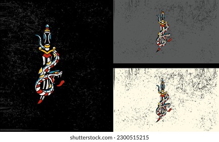 sword and snake vector mascot flat design set