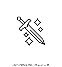 Espada con diamantes brillantes Icon Vector Minimalista Outline Style