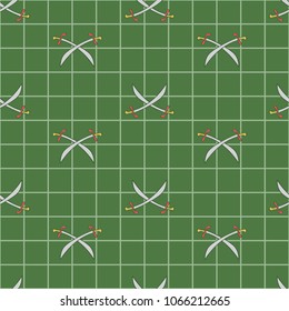 Sword in square background. A playful, modern, and flexible pattern for brand who has cute and fun style. Repeated pattern. Happy, bright, and nautical mood. 
