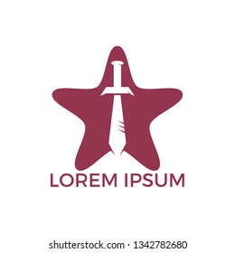 Sword and star logo design. Elegant Shield logo designs concept vector, Guardian symbol. Logo brave warriors sign.