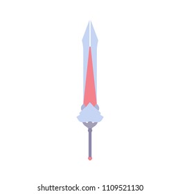 Sword steel medieval game vector sign. Knight metal isolated gamer play dagger icon. Graphic power illustration warrior soldier weapon. Japan ninja fun design technology fantasy equipment.  