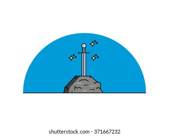 sword in the stone  in cartoon style