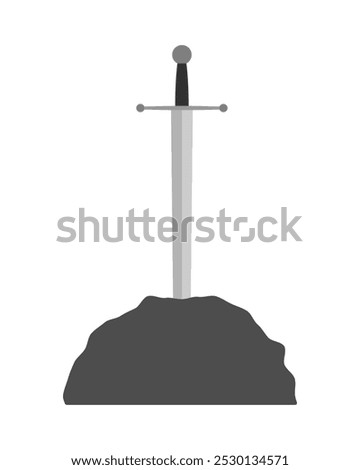 Sword in the stone. King arthur excalibur legend. Medieval mythology. Vector illustration image.