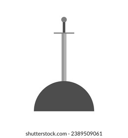 Espada en piedra. La leyenda del rey arthur. Mitología medieval. Imagen de la ilustración del vector.