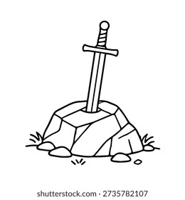 Sword in the Stone line icon vector on a white background
Vector line icon