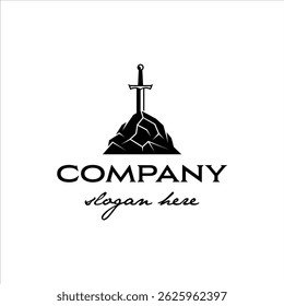 Espada no logotipo de pedra com design de estilo moderno 