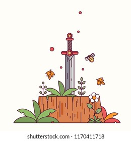 Sword in the Stone Vector Illustration