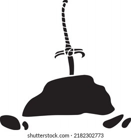 La espada en el Esténcil del Vector de piedra, negro y blanco