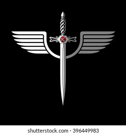 sword with a stone, and with wings