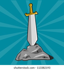 Sword Stuck Into Stone Cartoon Vector Stock Vector (Royalty Free ...