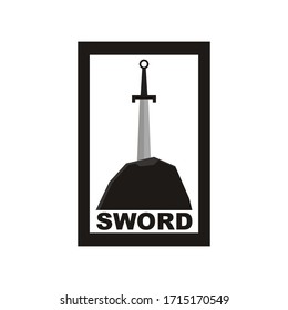 sword stuck on the stone design logo - vector