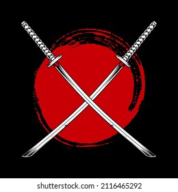 Sword symbol vector with red circle