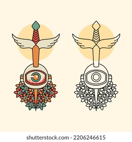sword tattoo Design Vector illustration