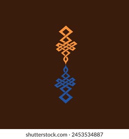 sword tattoo in orange and blue colors