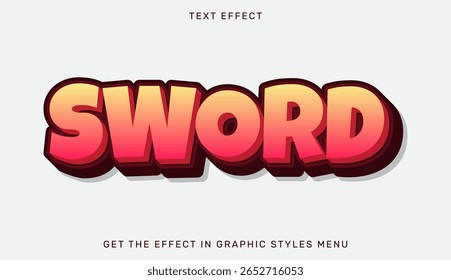 Sword text effect in 3d design