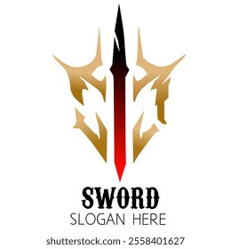 sword themed logo, white background, gradient colored