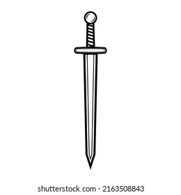 Estilo de línea negra vectorial de espada aislado en fondo blanco. 10 pasos