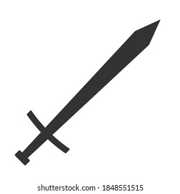 Icono de ilustración de estilo de dibujos animados vectoriales de espada. Símbolo militar o heráldico. Signo de protección y seguridad. arma medieval o de caballero. Logo de la esgrima de palas de fantasía. Silhouette de dibujos animados.