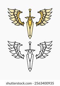 sword vector design with a pair of wings