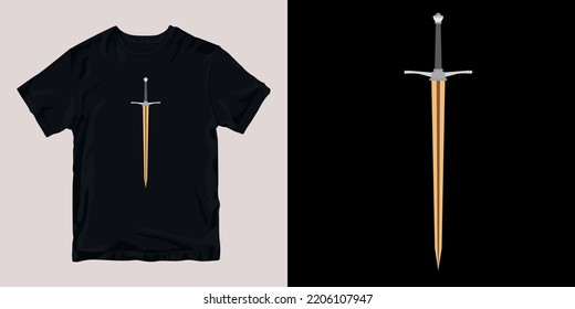 sword vector design t-shirt stylish and clothing printable trendy tshirt design. print, industrial products. global swatch