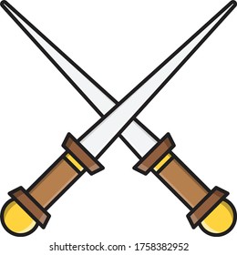 sword vector flat color icon 