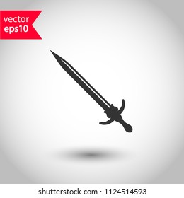 Sword vector icon. Dagger icon. Broadsword weapon sign. EPS 10 vector flat sign. Studio background.