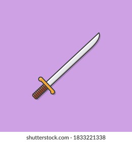 Schwert-Vektorsymbol-Illustration. Cartoon Sword Weapon Flaches Symbol