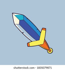 Ilustración del icono del vector de espadas.  El Concepto De Espada Blanco Aislado. Estilo de caricatura plano para juego, animación, web, banner, volante, adhesivo, página de inicio.