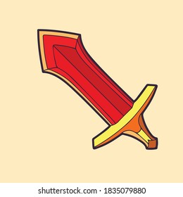 Ilustración del icono del vector de espadas.  El Concepto De Espada Blanco Aislado. Estilo de caricatura plano para juego, animación, web, banner, volante, adhesivo, página de inicio.