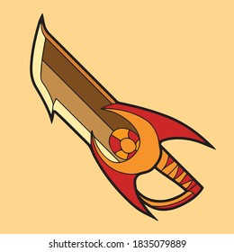 Schwert-Vektorsymbol-Illustration.  Schwertkonzept weiß isoliert. Flat Cartoon Stil für Spiel, Animation, Web, Banner, Flyer, Sticker, Landing Page.