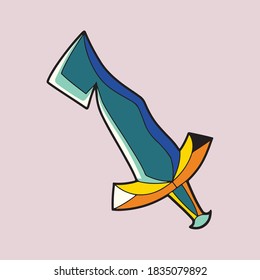 Sword Vector Icon Illustration.  Sword Concept White Isolated. Flat Cartoon Style for Game, Animation, Web, Banner, Flyer, Sticker, Landing Page.