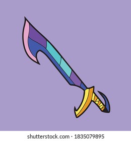 Sword Vector Icon Illustration.  Sword Concept White Isolated. Flat Cartoon Style for Game, Animation, Web, Banner, Flyer, Sticker, Landing Page.