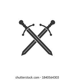 Sword vector icon on white. Flat vector