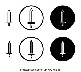 Conjunto de iconos de Vector de espada. guerrero de batalla vintage signo de arma de espada de hierro. antiguo icono de espada de metal de guerra romano adecuado para App y Sitios web UI diseños.