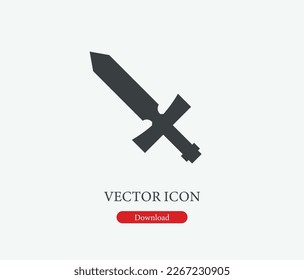 Icono de vector de espada. Símbolo en estilo de arte de línea para diseño, presentación, sitio web o elementos de aplicaciones móviles, logotipo. Ilustración del símbolo de espada. Gráficos vectoriales de píxeles - Vector