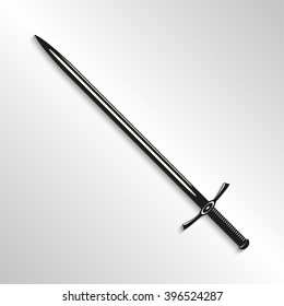Sword. Vector illustration. Black and white view.