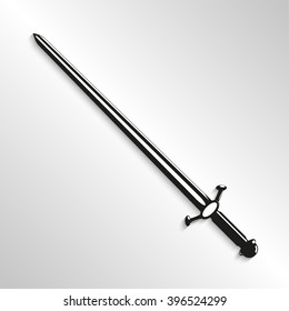 Sword. Vector illustration. Black and white view.