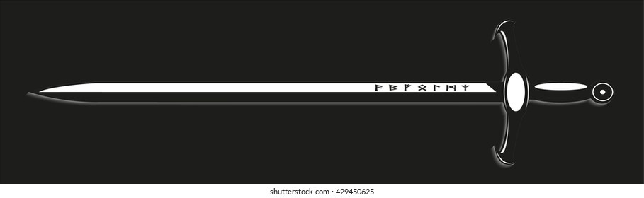 Sword. Vector illustration. Black and white view.