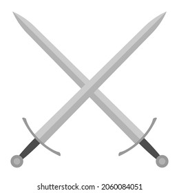Schwert, Vektorgrafik Symbol. Überkreuztes Symbol für militärische oder heraltrocken. Schutz- und Sicherheitszeichen. Waffe des Mittelalters oder Ritters. Fantasy Longword Fechten Logo. Clipkunstsilhouette.