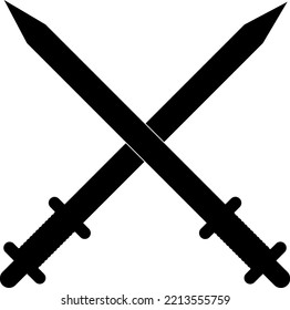 Sword vector illustration icon. Crossed swords military or heraldry symbol..eps
