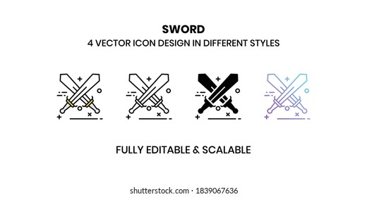 Sword Vector illustration icons in different style
