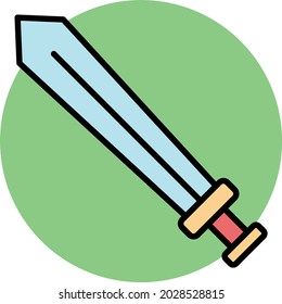 Sword Vector Line Filled Circle Icon Design