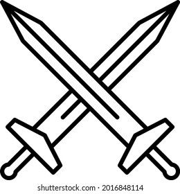 Diseño de icono de línea de vector de espadas

