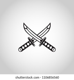 sword vector logo icon illustration, samurai katana tattoo art