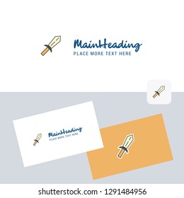 Sword vector logotype with business card template. Elegant corporate identity. - Vector