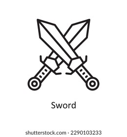 Sword Vector Outline icon Design illustration. Gaming Symbol on White background EPS 10 File