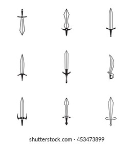 Sword Vector Set Simple Swords Shape Stock Vector (Royalty Free ...