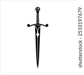 Sword vector silhouette illustration design on white background.