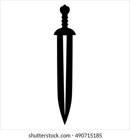 Sword vector silhouette isolated on white background. 