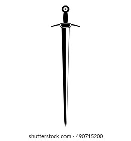 Sword vector silhouette isolated on white background. 